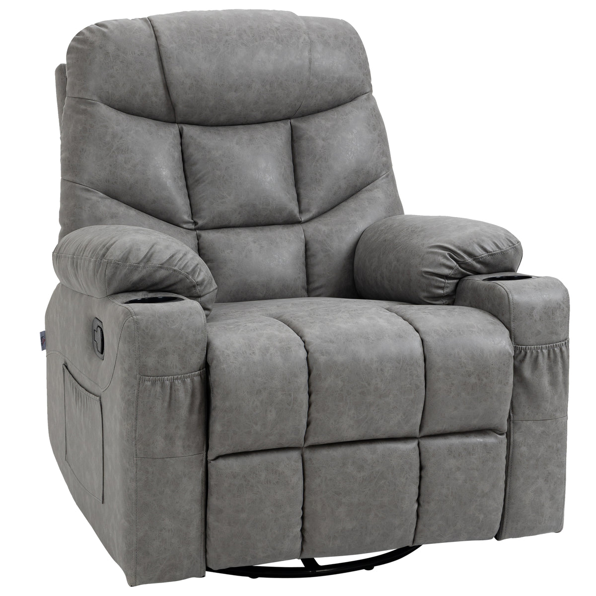 135° Swivel Rocking Recliner with Cup Holders – Light Grey