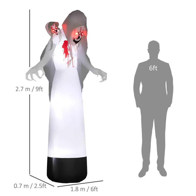 8.9ft Inflatable Three-Headed Ghost with 9 LED Lights – image 3 of 9