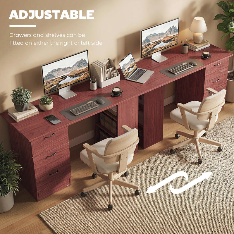 HOMCOM Computer Desk, Writing Table, PC Workstation with 3 Storage Shelves and Drawers, Handle, for Home Office, Walnut – view 6