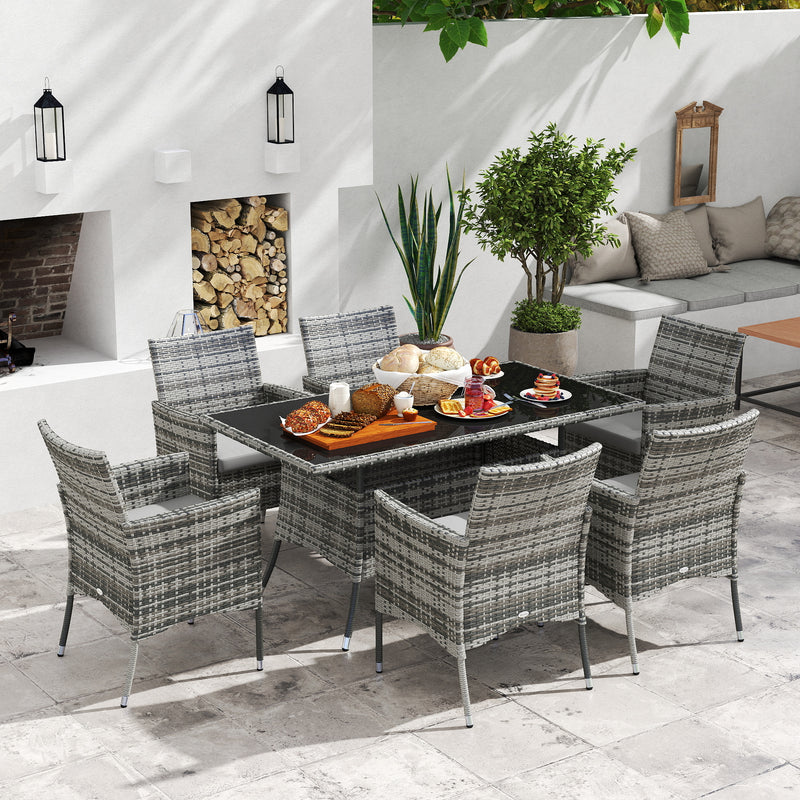Grey 6-seater rattan dining set – image 2