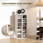 Set of 2 CD Media Display Shelf Unit Tower Rack with Adjustable Shelves, High Gloss White