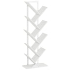 9-Tier Tree Bookshelf, Industrial Free Standing Bookcase with Steel Frame, Display Storage White