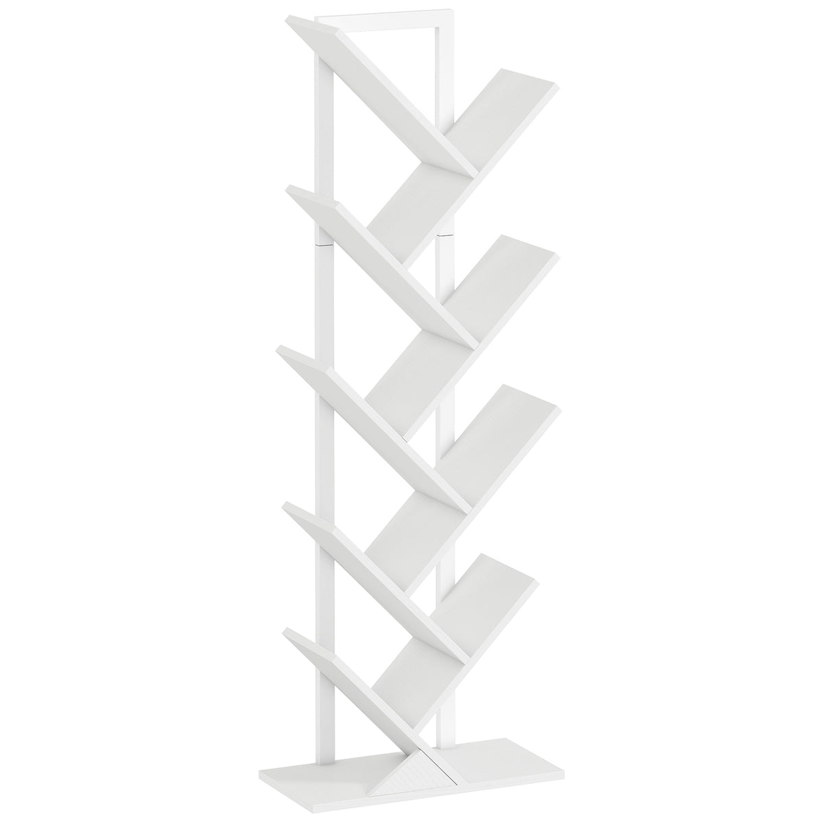 Tree Bookshelf with 8 Storage Sections – White