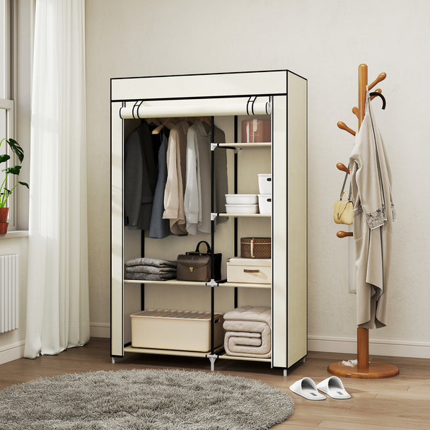 103 cm cream fabric wardrobe – image 2