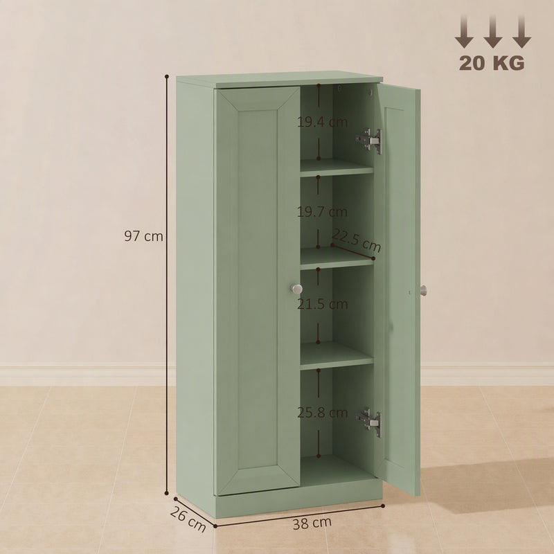 HOMCOM Narrow Bathroom Cabinet, Slim Storage Cabinet with 2 Doors & 4 Tiers, Freestanding Narrow Cupboard – view 3