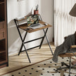 HOMCOM 70 cm Folding Computer Desk with Monitor Shelf - Rustic Brown – view 9