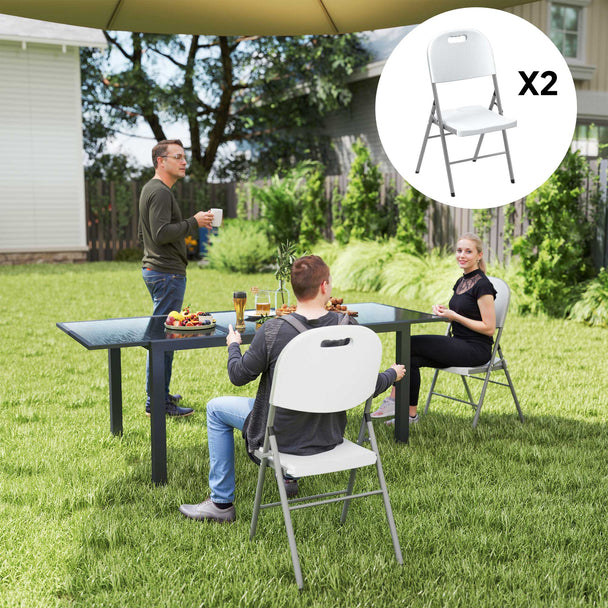 Outsunny Set of Two Foldable Outdoor Chairs - White – view 2
