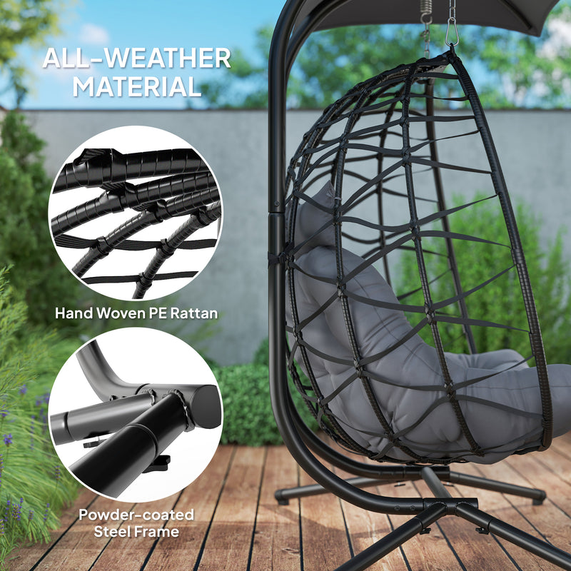 Double rattan egg chair with canopy – image 6
