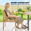 Outsunny Wooden Garden Dining Chair, Outdoor Chair Garden Armchair with Curved Seat and Wide Armrests, Natural Wood – view 4