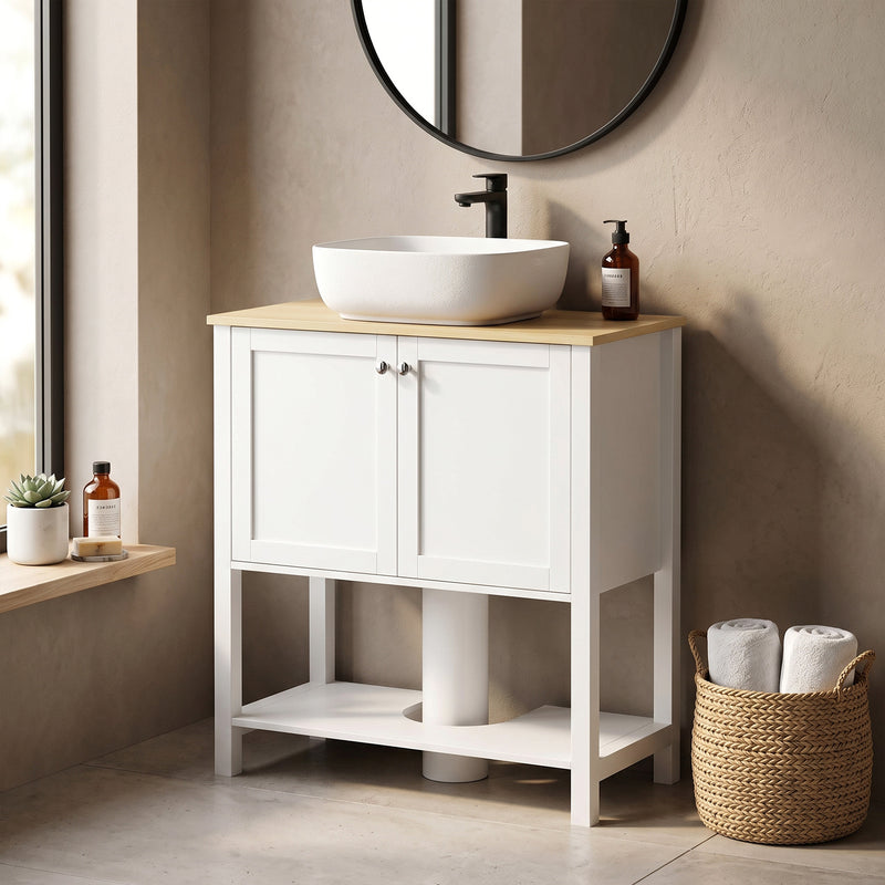 White & oak under sink cabinet – image 8