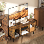 TV Stand Cabinet for TVs up to 55 Inches, TV Unit with Storage Shelves and Cupboard for Living Room, Rustic Brown