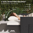Outsunny Rattan Garden Daybed, Double Sun Lounger with 5-Level Adjustable Back, Storage Ottoman, Cream White – view 4