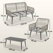 4-piece wide-seat rattan set, light grey – image 3
