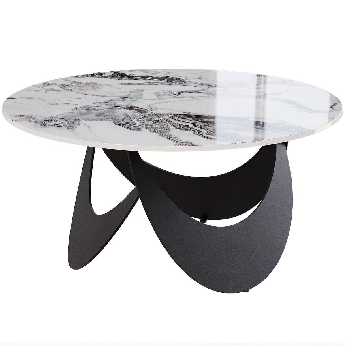 80 cm Sintered Stone Coffee Table – White & Black