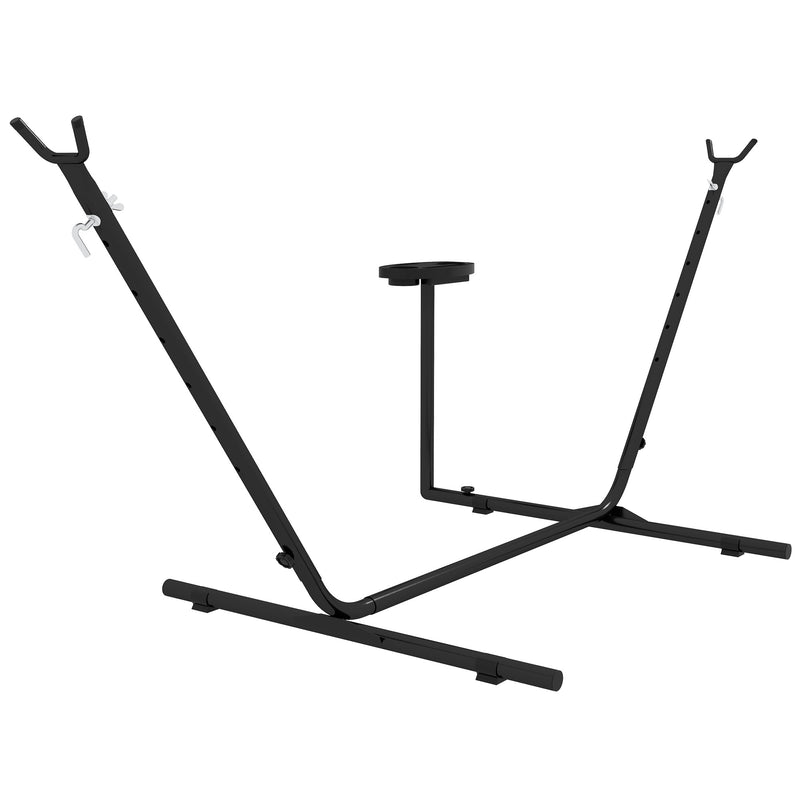 Outsunny 9.4ft Hammock Stand with Side Tray Stand, Steel Frame Hammock Net Stand, for String-style, Brazilian-style