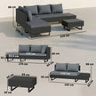 Outsunny 5 Seater Rattan Garden Furniture Set, L Shaped Garden Corner Sofa, Adjustable Back, Faux Wood Table, Dark Grey – view 3