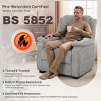 Power Recliner Armchair with Massage and Heat, Electric Reclining Chair with Wide Spring Seat, Light Grey