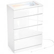 HOMCOM High Gloss 4 Drawer Chest of Drawers with Glass Top and RGB LED Lights, Dresser with Jewelry Organizer, APP