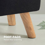 Linen-Look Square Padded Footstool - Black