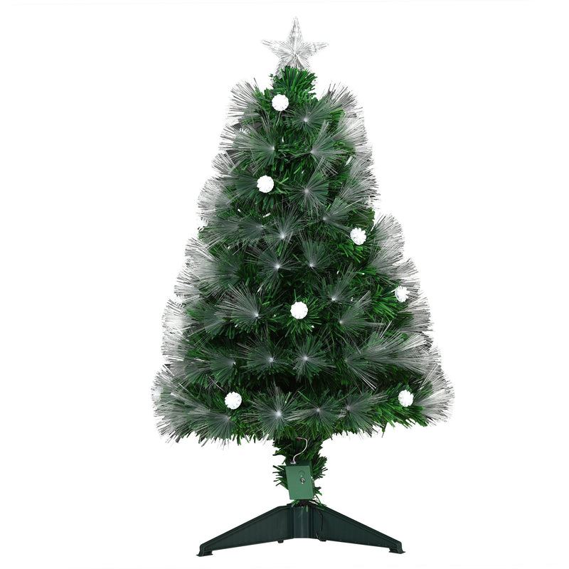HOMCOM 3ft White Light Artificial Christmas Tree w/ 90 LEDs Star Topper Tri-Base Full Bodied Seasonal Decoration – view 10
