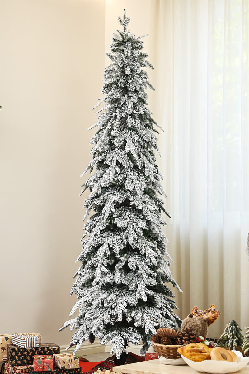 7ft snow-covered slim Christmas tree – image 2