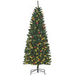 6ft slim pre-lit green pencil Christmas tree with warm white LEDs and red berries