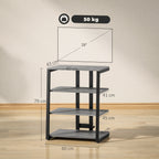 HiFi Stand, with Four Storage Shelves - Dark Grey