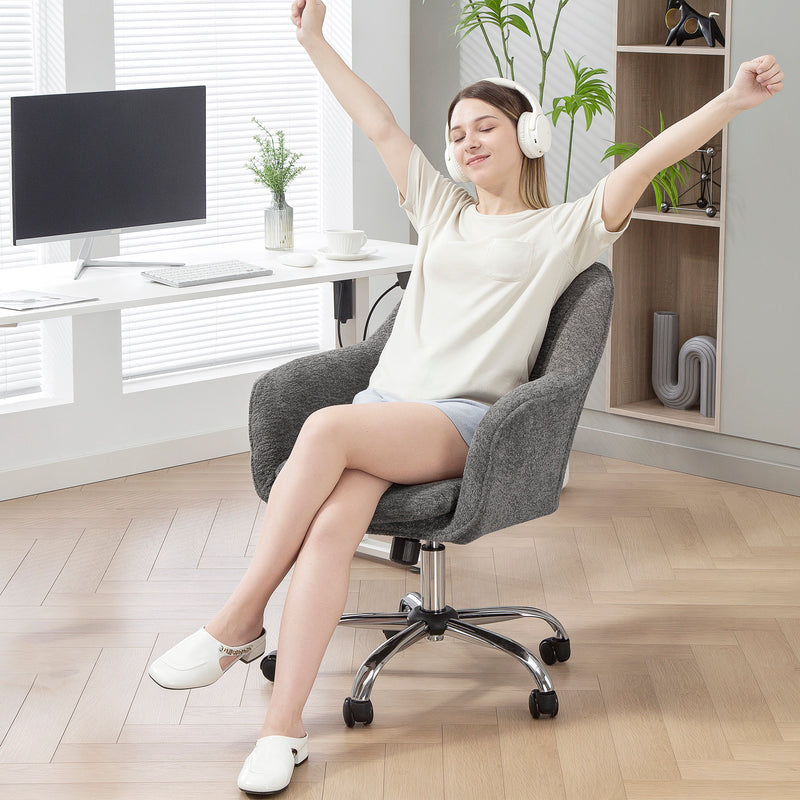 HOMCOM Snow Flannel Office Chair - Grey – view 9