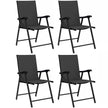 Outsunny Folding Garden Chairs Set of 4, Foldable Garden Dining Chairs with High Back, Armrests, Texteline Seat, Black