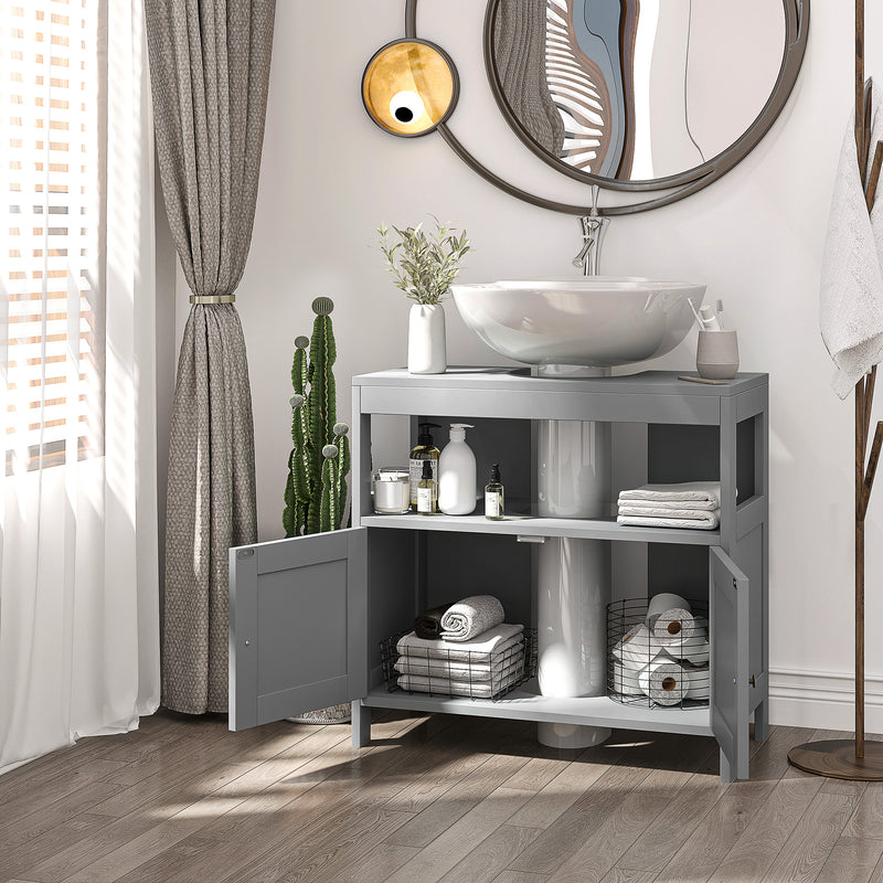 Light grey farmhouse under sink cabinet – image 7