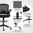 Vinsetto Drafting Chair with Flip-up Armrest, Mesh Office Stool with Foot Ring, 360 Degree Swivel Height Adjustable – view 7