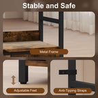 Industrial Style Bookcase, with 4 Shelves and 3 Fabric Drawers - Brown/Black