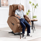 Power Lift Recliner Chair with Vibration Massage, Lift Chair for Elderly with Footrest, Remote, Side Pocket, Brown