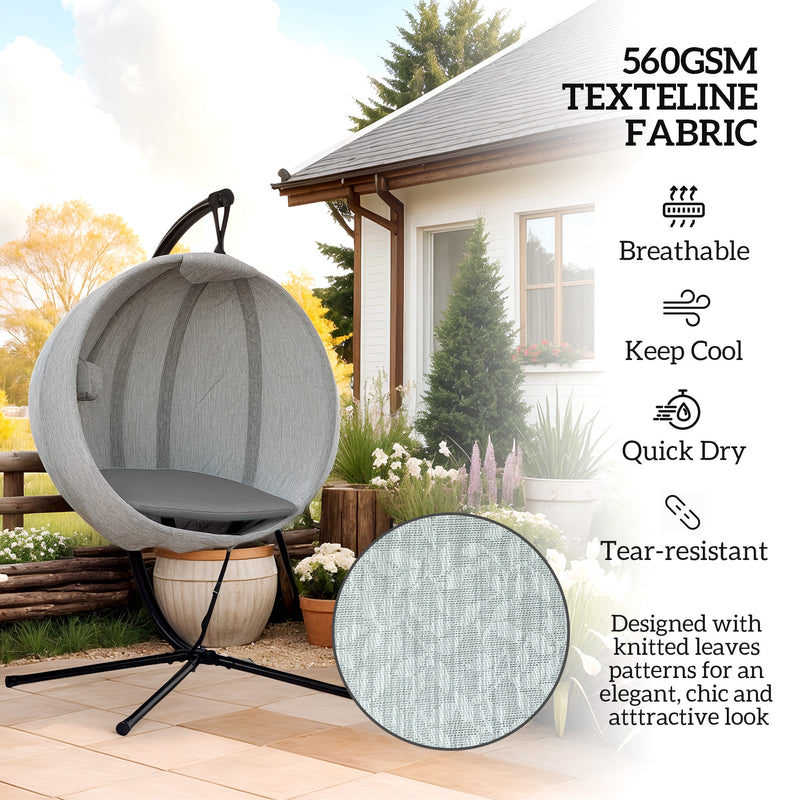 Leaf-pattern hanging egg chair – image 5