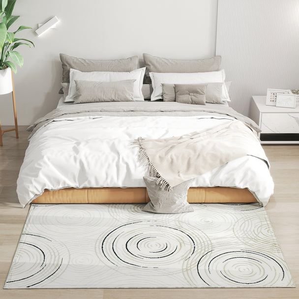 Cream swirl pattern rug – image 2
