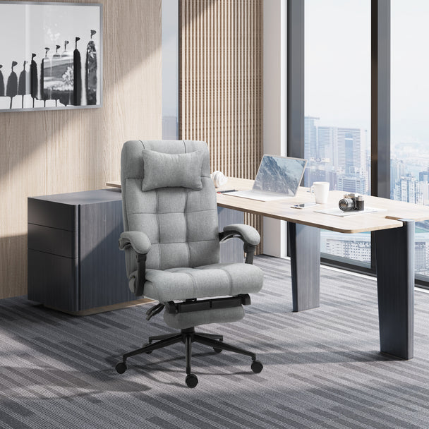 Linen-look reclining chair with footrest – image 2