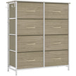 HOMCOM Chest of Drawers, Dresser for Bedroom with 8 Fabric Drawers, Tall Storage Unit w/ Side Storage Bag, Natural Wood