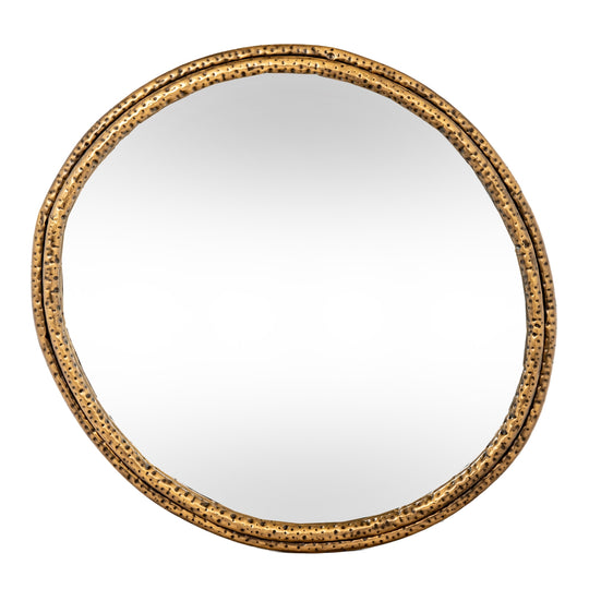 Nahla gold dimpled frame mirror, front view