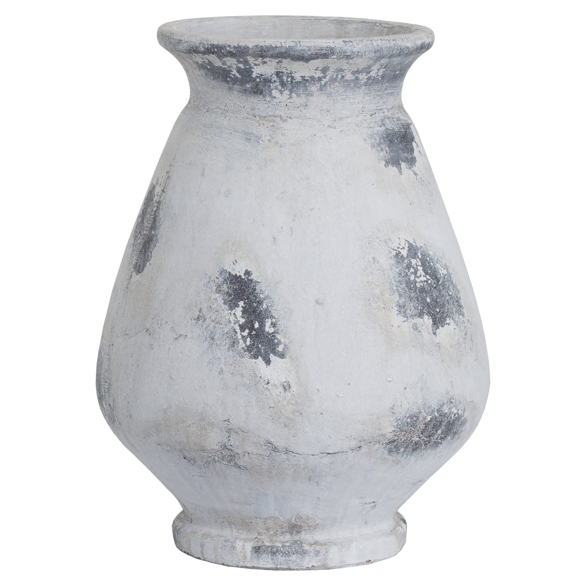Naxos large antique white ceramic vase, front view