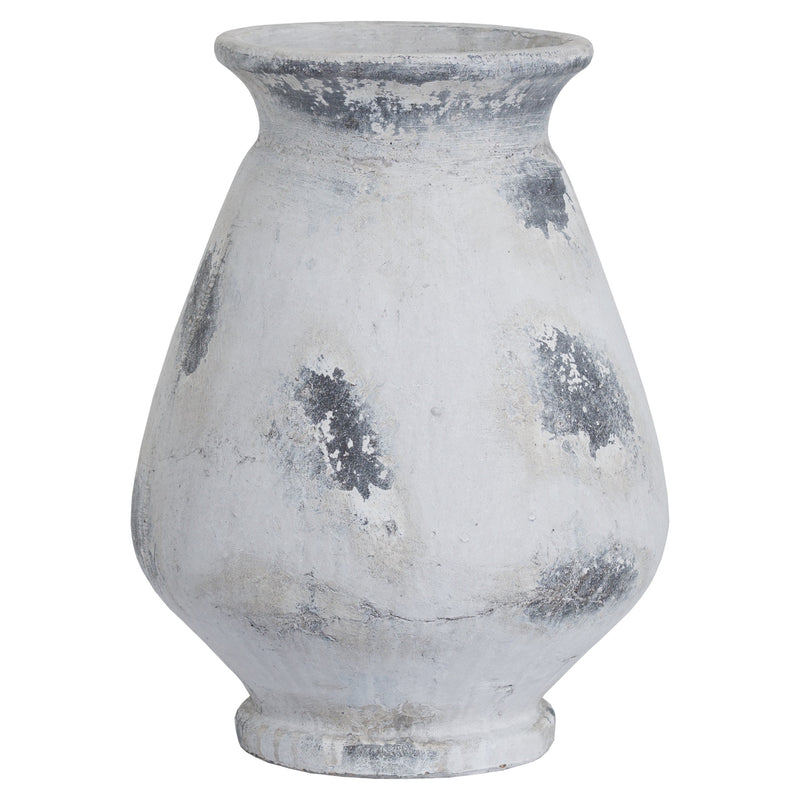 Naxos large antique white ceramic vase, front view