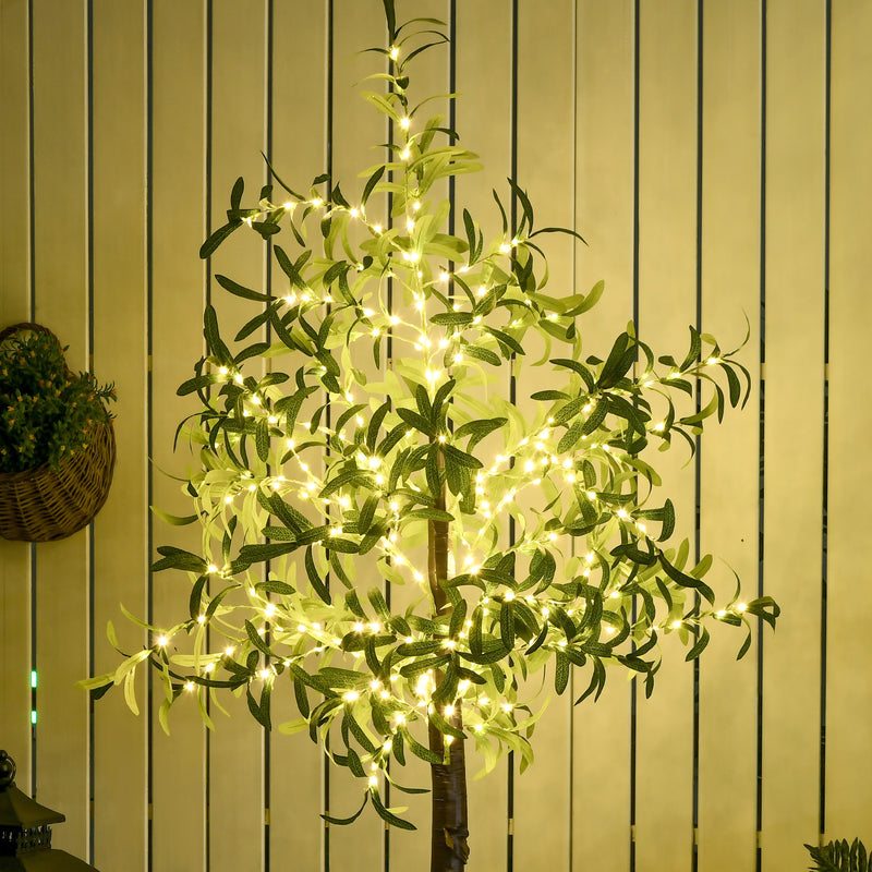 180cm Artificial Olive Tree illuminated at night
