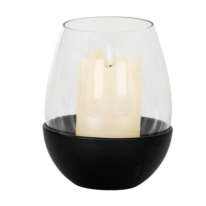 Neris large holder with an LED pillar candle inside