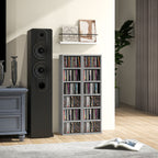 Set of 2 CD Media Display Shelf Unit Tower Rack with Adjustable Shelves, High Gloss Grey