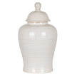 Neva cream ribbed ceramic ginger jar on white