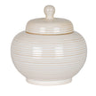 Neva Large Ribbed Ceramic Lidded Jar – 19cm, cream ribbed ceramic jar with lid