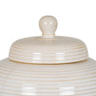 Neva Large Ribbed Ceramic Lidded Jar – 19cm, close-up of the knob-topped lid