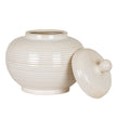 Neva Large Ribbed Ceramic Lidded Jar – 19cm, jar with its lid set beside it