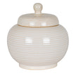 Neva small cream ribbed ceramic jar with lid