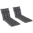 Two dark grey 190 cm sun lounger cushions with ties