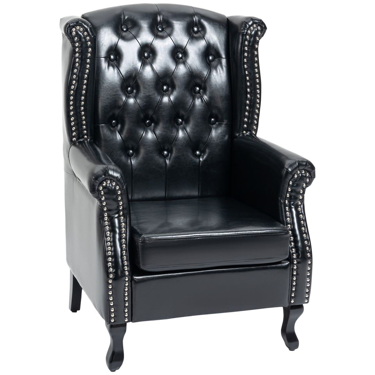 Chesterfield-Style Wingback Accent Chair – Black